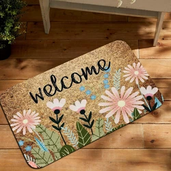 1pc Floral & Letter Graphic Door Mat Doormat Carpets Rug Carpet Bath Kitchen Garden Anti-Slip Small Home Kitchen Welcome Mats