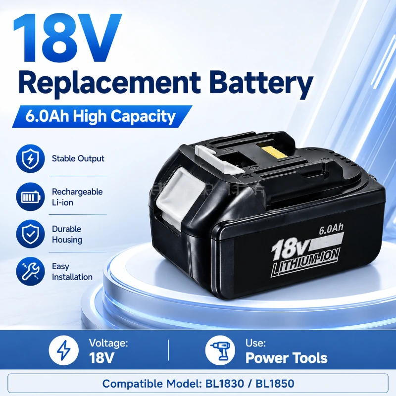 6000mAh Suitable for Makita 18V 5.0 BL1830  BL1850  Cordless  Power  Tool  Accessories  Long Range Lithium Battery Pack