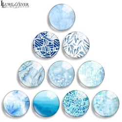 12mm 14mm 20mm 25mm 30mm 40mm 767 Water Blue Mix Round Glass Cabochon Jewelry Finding 18mm Snap Button Charm Bracelet