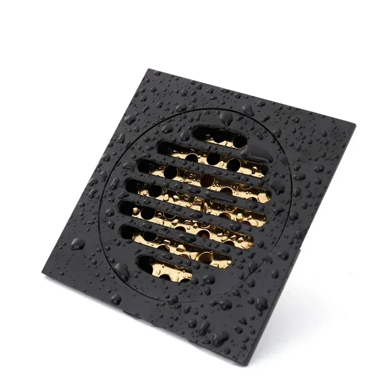 10X10cm square black all copper deodorization filter cover floor drain shower floor drain bathroom hardware accessories 3