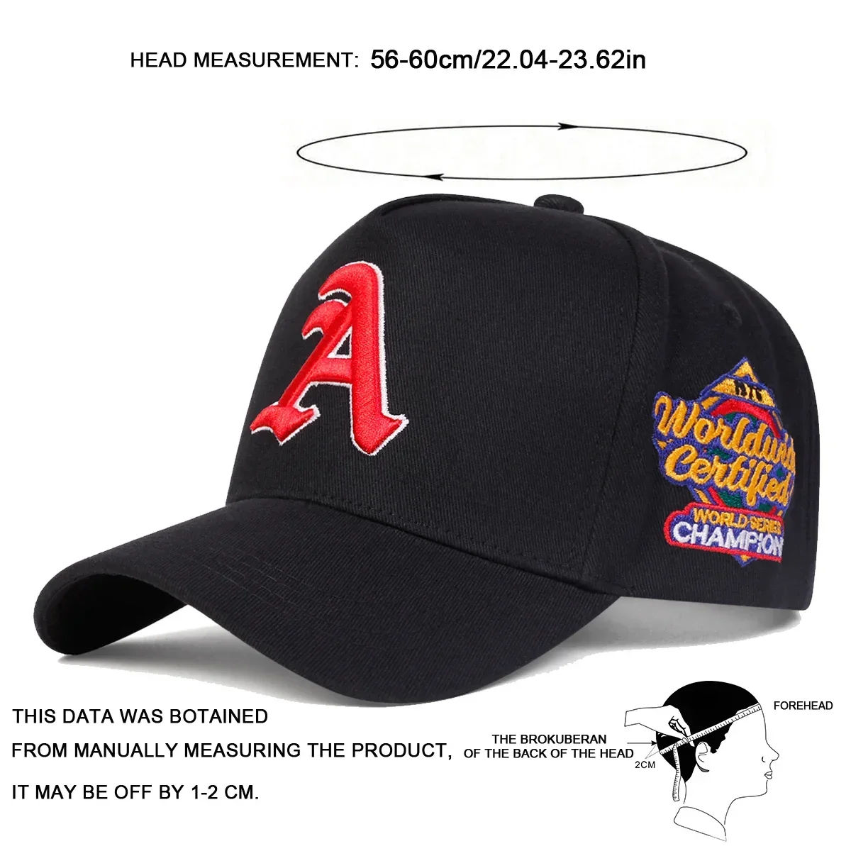 Unisex Gothic Letter A Embroidery Side Worldwide Baseball Caps Outdoor Adjustable Spring and Autumn Casual Sunscreen Hat - view 6