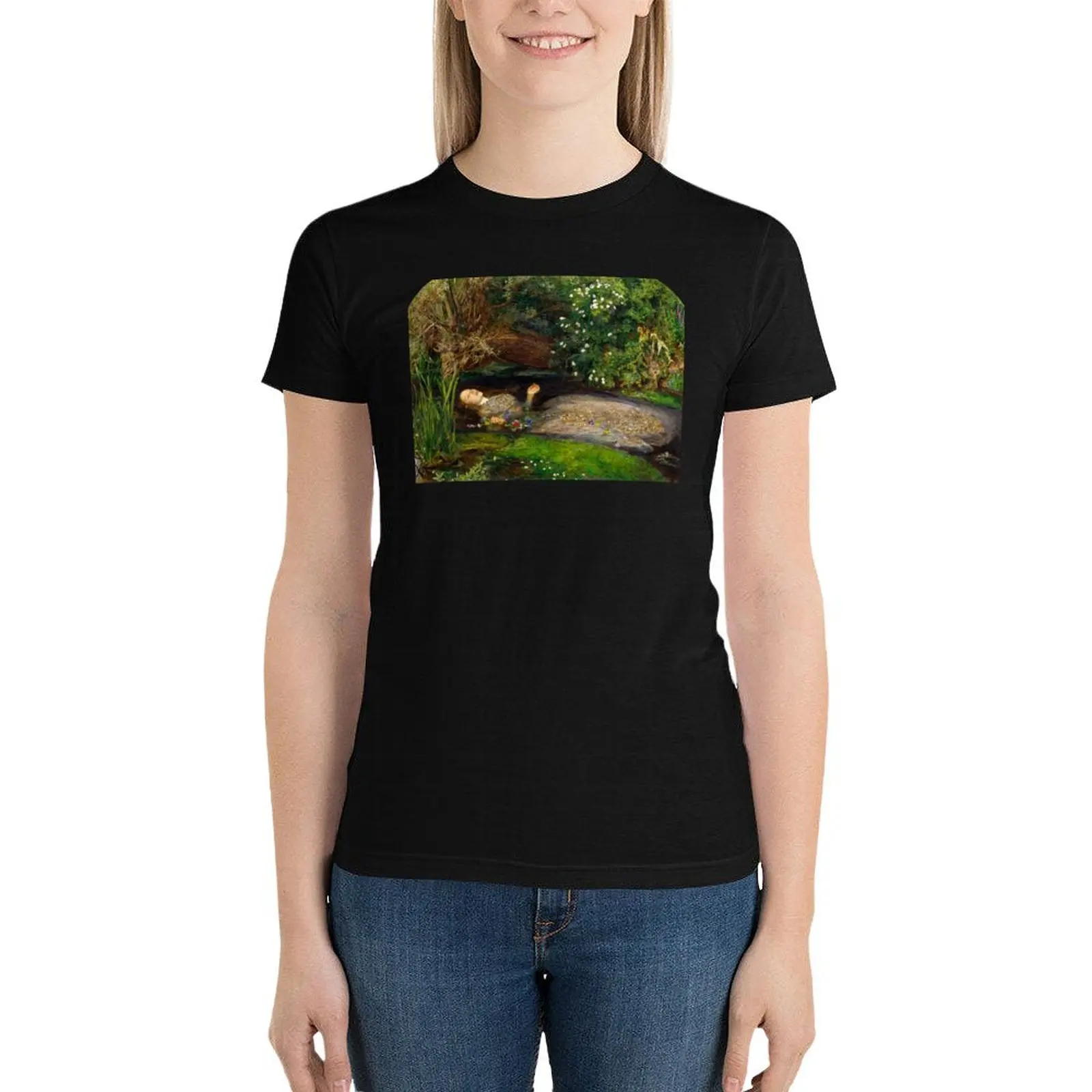 

Ophelia by John Everett Millais (circa 1851) T-Shirt plus size tops anime clothes tops for Women