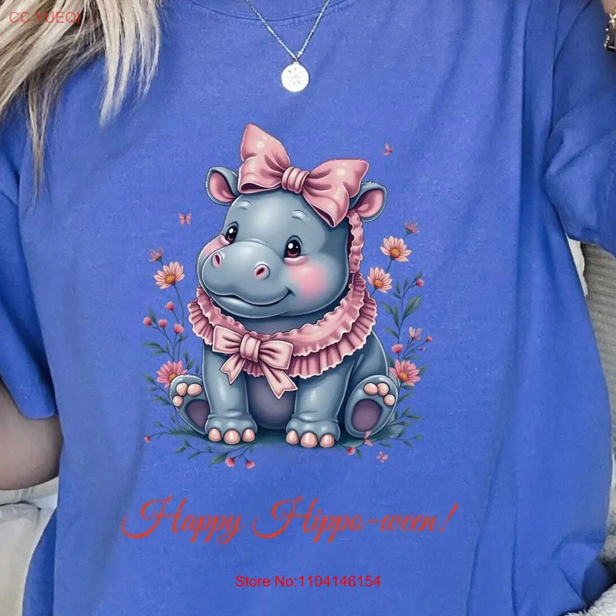 Comfort Colors pink hippo shirt Happy ween Halloween goodie funny charm love party top Coquet Toile Bow