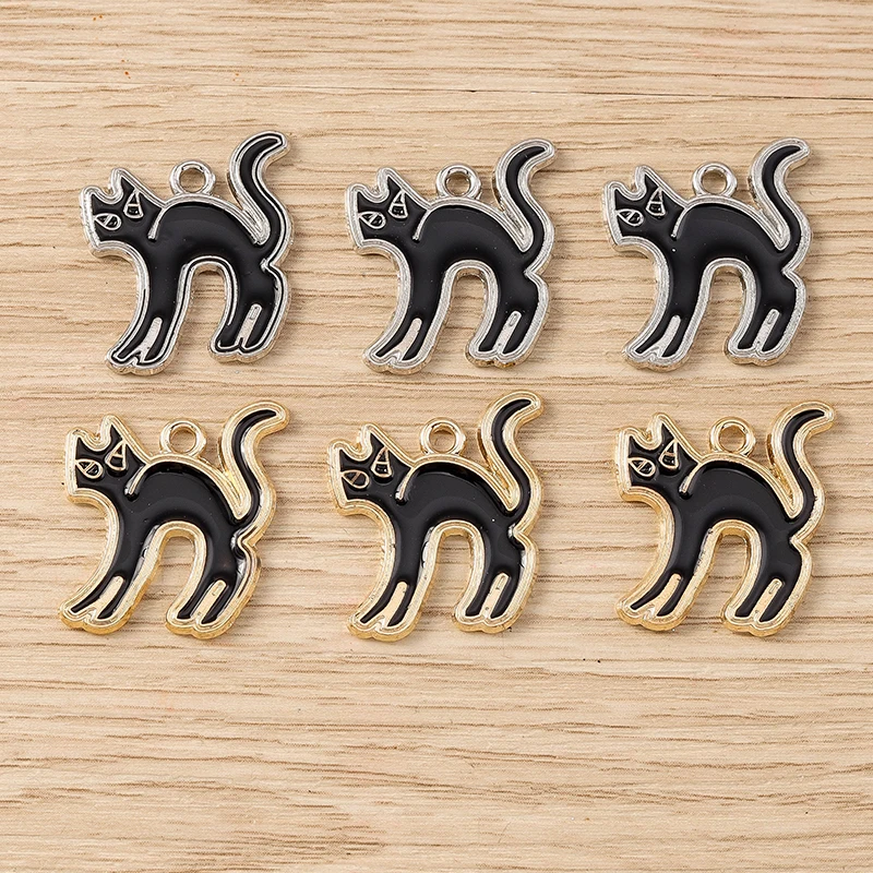 Tusember 20 Stück Emaille-Hexenhut-Katzen-Schädel-Fledermaus-Spinnen-Charm-Anhänger für Halsketten, Ohrringe, DIY-Armbänder, Halloween-Schmuckherstellung – Detail 3