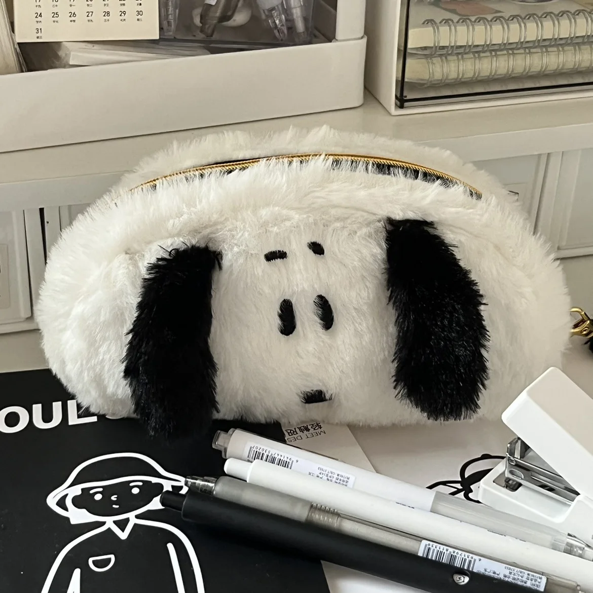 

Cartoon Cute Snoopy Pen Bag Girl Snoopy Plush Makeup Bag Student Multifunctional Large Capacity Stationery Storage Makeup Bag