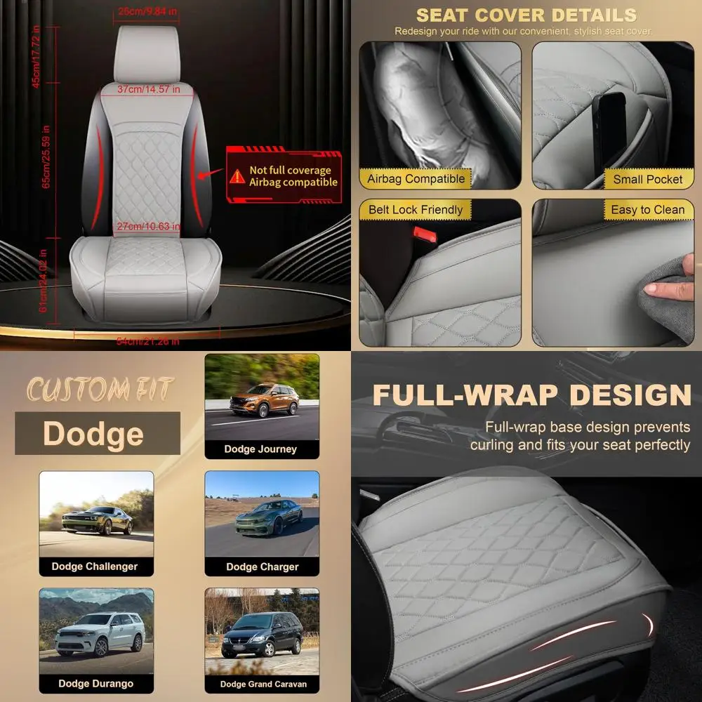 

Серые кожаные чехлы на сиденья на заказ для моделей Dodge, водонепроницаемые, 2 шт., не полный охват