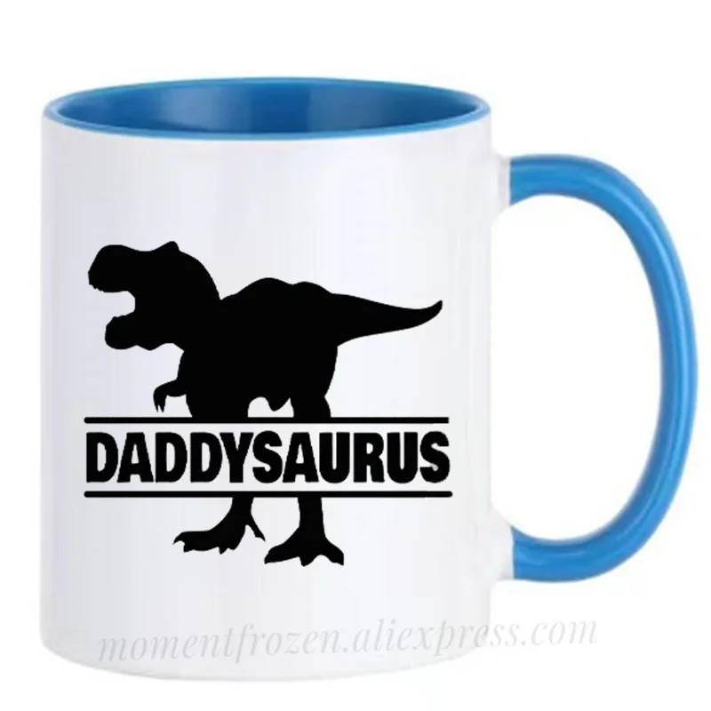 Daddysaurus Dad Mugs Kids Daddy Cups Tyrannosaurus Rex T-Rex Dinosaur Coffee Mugen Coffeeware Home Decal Father Gifts Drinkware