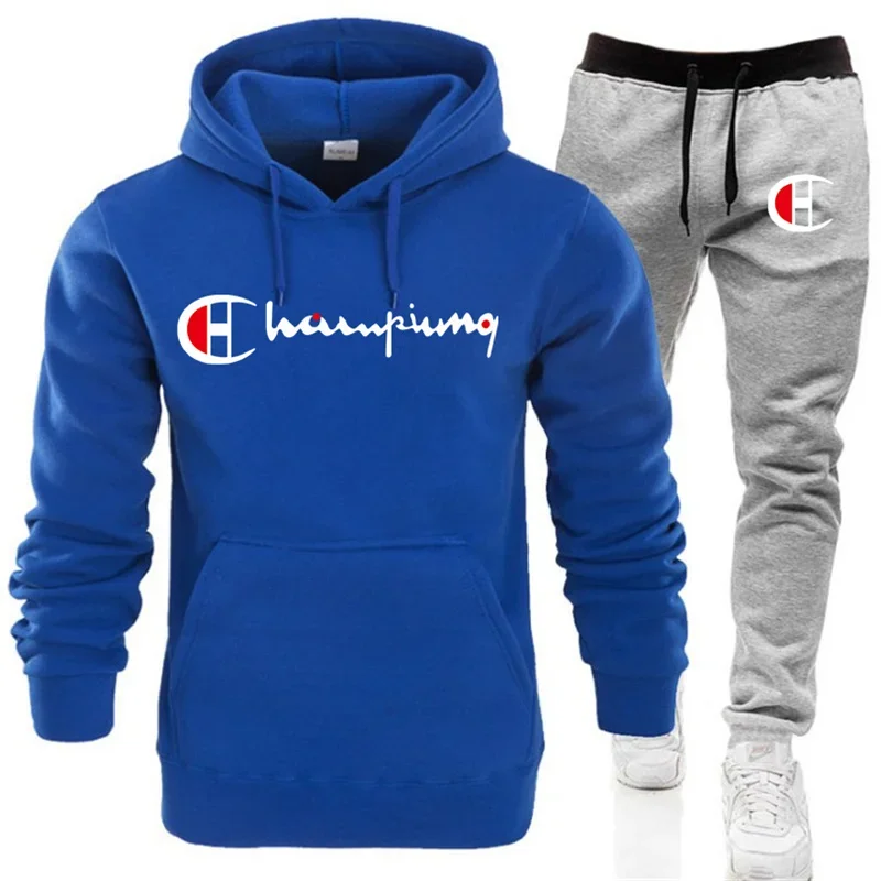 

Men's fashion suit two-piece casual hoodie long-sleeved hooded sweatshirt and running pants suit fall and winter sportswear2024