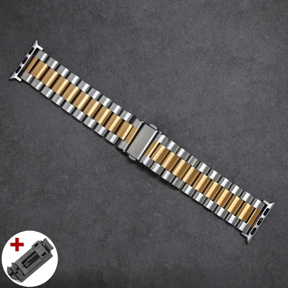 애플 워치용 스테인리스 스틸 밴드, 럭셔리 비즈니스 팔찌, IWatch Ultra2 49mm 시리즈 9 8 7 6 5 4 SE, 42mm, 44mm, 45mm, 38mm, 40mm, 41mm