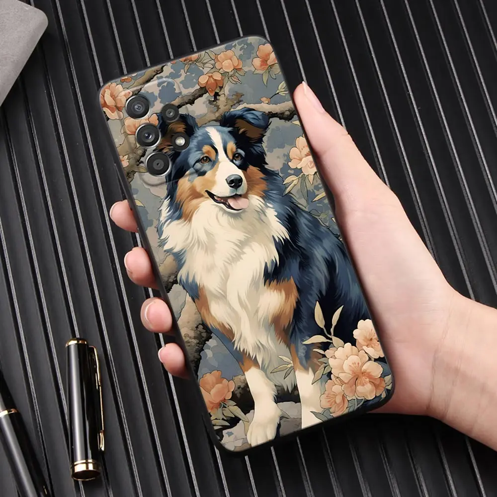 Dog Shepherd Bulldog Ukiyo-E Style Cover Galaxy A55 5G Case For Samsung A35 A34 A53 A54 A52 A51 A71 A73 A72 A42 A31 A32 A33 Case