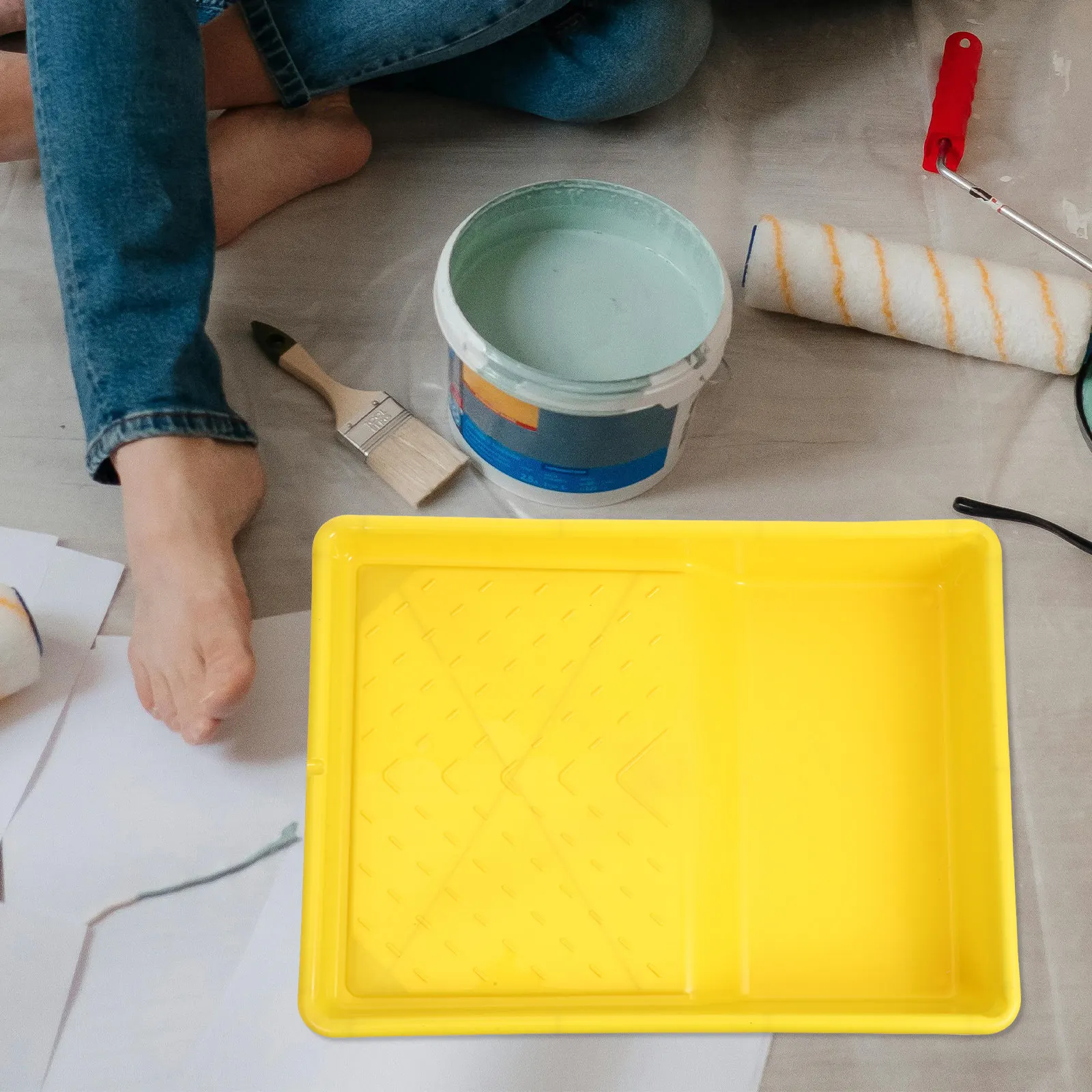 Plastic Paint Tray Paint Roller Pan Universal Design Lightweight Portable for Interior Painting Painting Supplies Storage view 6