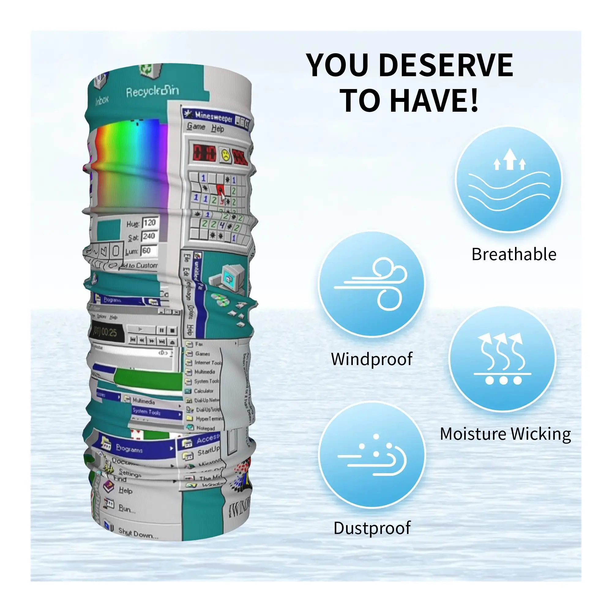 Windows 95 Collage Bandana Neck Gaiter Printed Mask Scarf Multifunction Headwear Outdoor Sports Unisex Adult Windproof