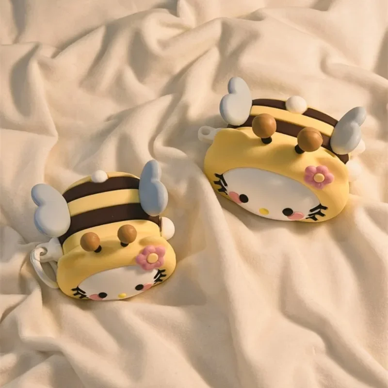 Cute Lying Bee Kitten Earphone Case for Apple AirPods Pro2 Cartoon Cute Silicone Case for Airpods 1 2 3 Protective Case Gift