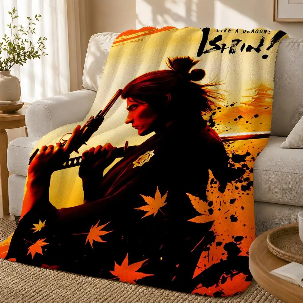Y-Yakuza Like A Dragon Game Classic Throw 1pc Flannel Blanket Soft Lightweight Warm Cozy For Bedroom Sofa Bed
