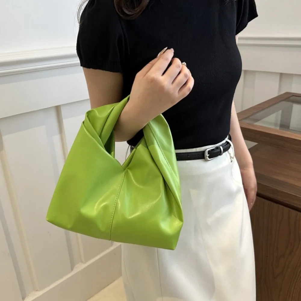 Simple Large Capacity Simple Pleated Handbag Square Soft Women Tote Bag Stylish PU Leather Single-shoulder Bag Travel