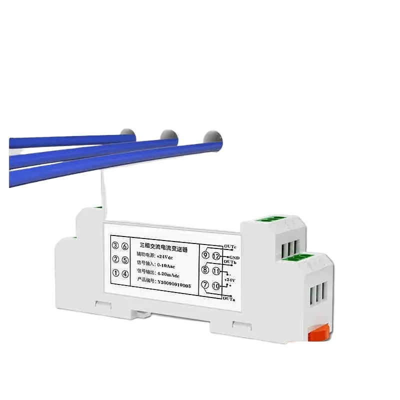 

Three-phase AC current transmitter Three-way 0.5~ 50A Various output 0-10A measurement
