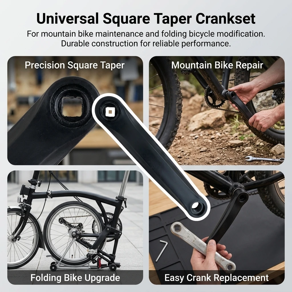 Durable Lightweight Premium 170mm Square Taper Crankset Aluminum Alloy For Mountain Bike Folding Bicycle Easy Installation Tools