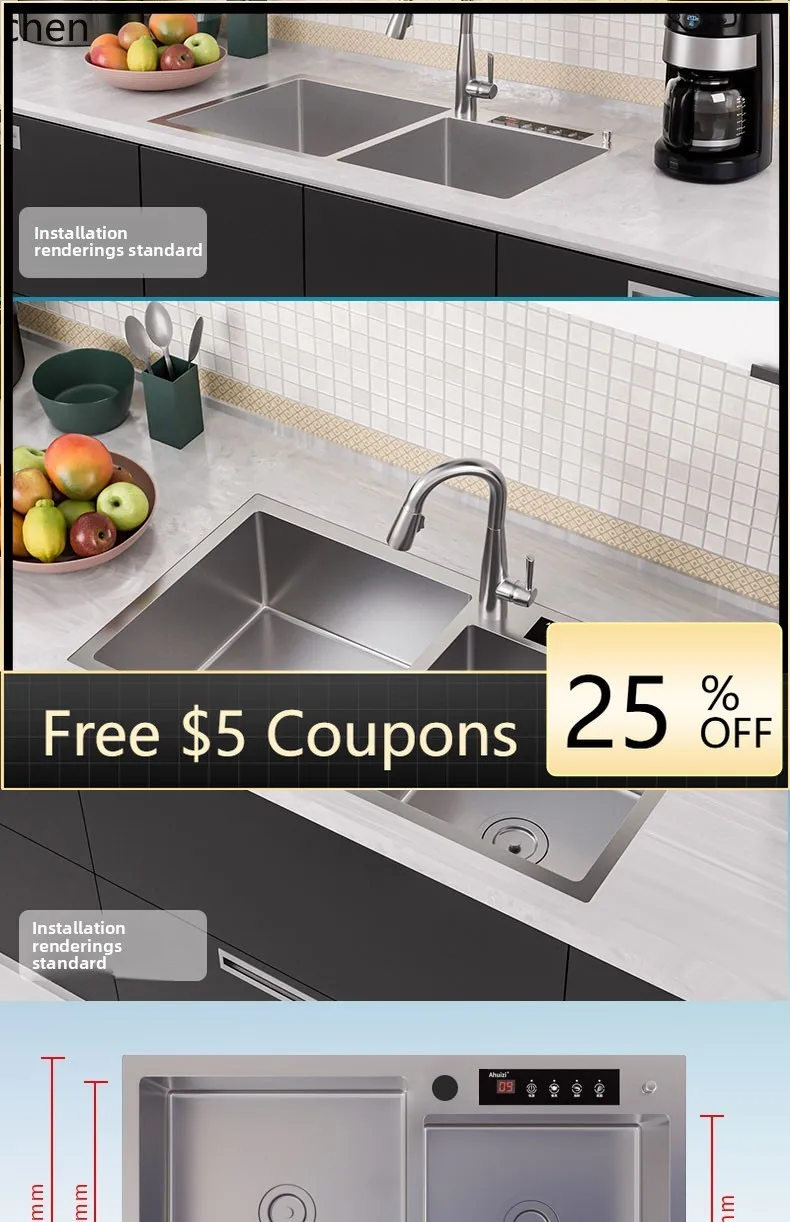 

Многофункциональная бытовая мойка XW с интегрированным пароочистителем, автоматическая, с двойной раковиной, из нержавеющей стали, для мытья овощей