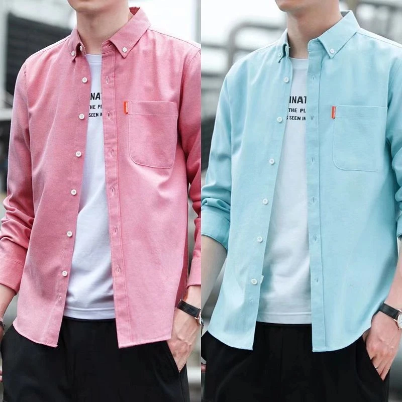 Men Shirts Long Sleeve 100 Cotton Short Sleeve Shirts Men 5XL Casual Oxford with Pocket White Shirt Men Long Sleeve Slim Fit