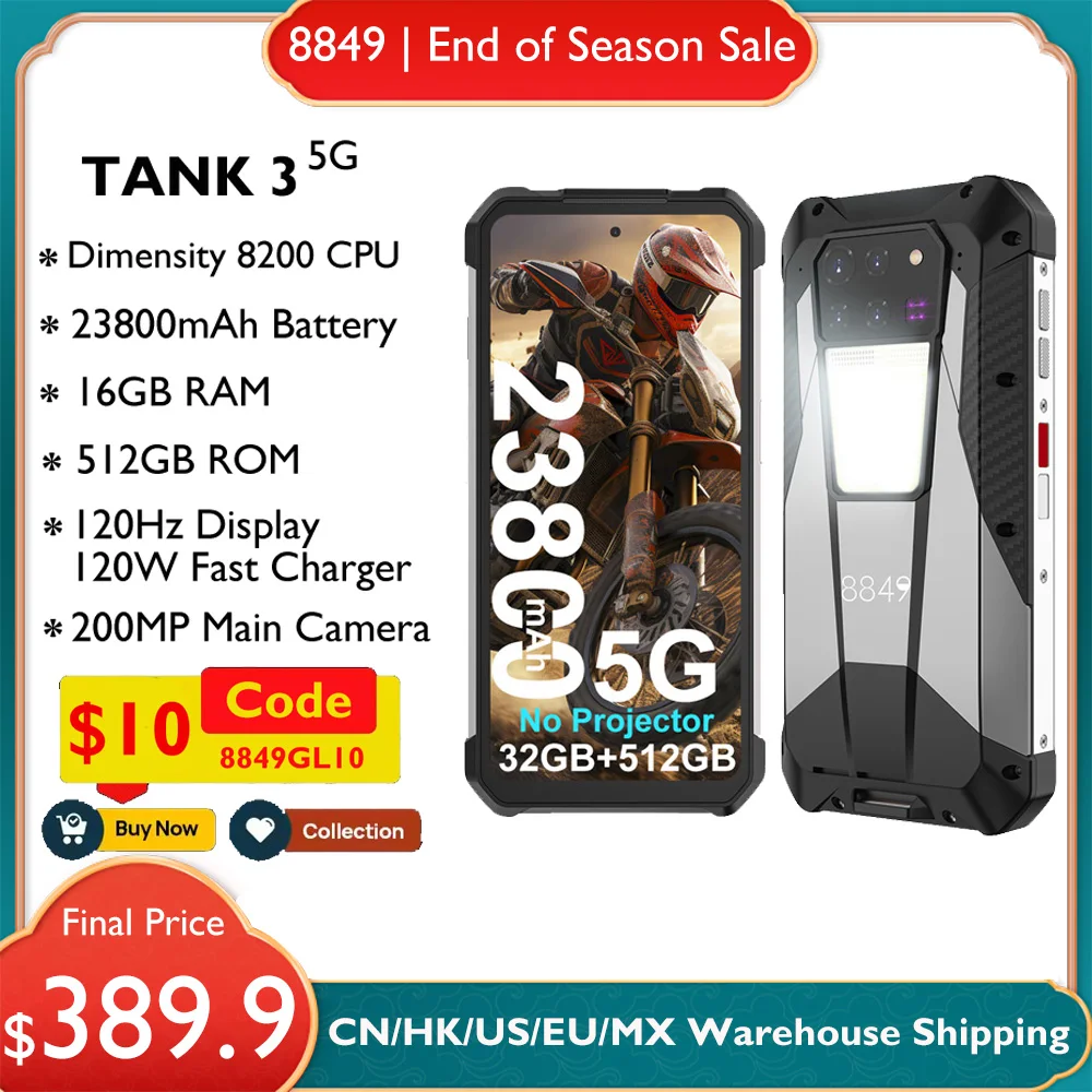 8849 tanque 3 dimensão 8200 5g smartphone robusto 32gb 512gb 23800mah 120w 200mp 120hz luz de acampamento wifi 6 gps duplo sim telefone