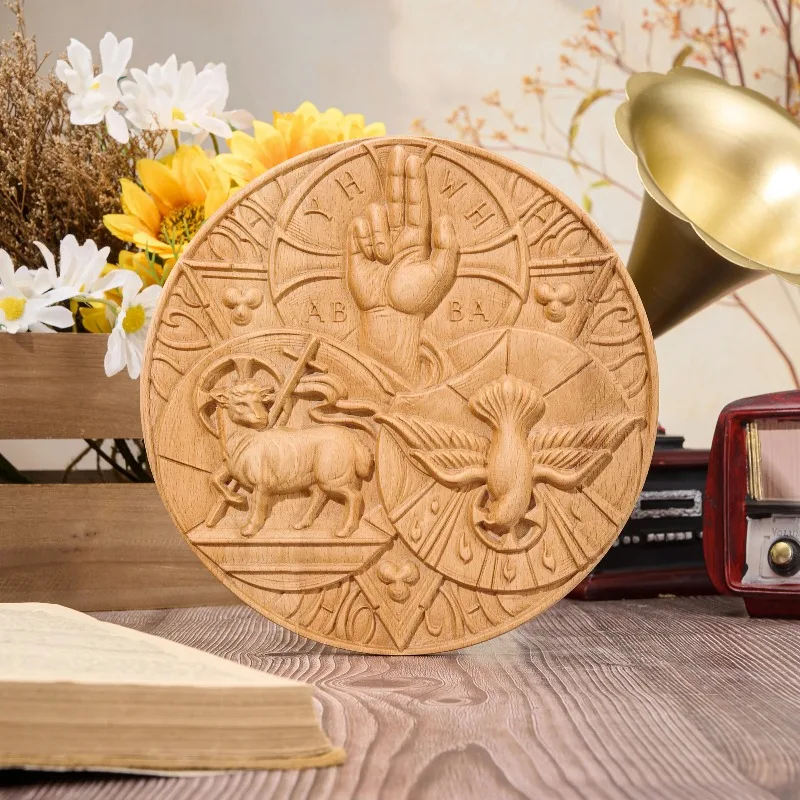 High Quailty Antique Beech Wood Three-in-One Round Home Decor Craft Wall Hanging Ornament