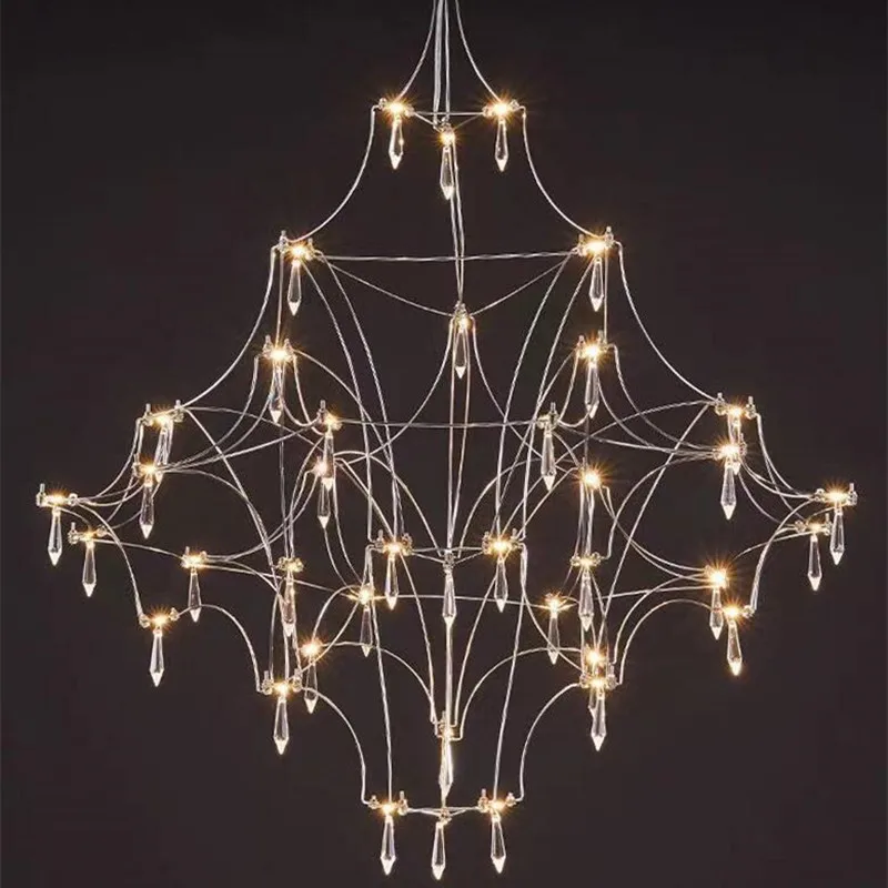 

Modern Crystal Chandelier Art Decor Stainless Steel Chandelier Lighting Designer Replica Suspension Lamp For Kichen/hallway