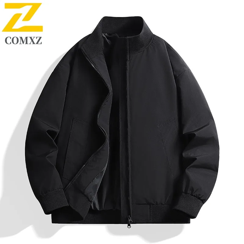 

COMXZ Men Jackets 2025 Solid Color Classic Travel Walking Loose Windproof Camping Outerwear Comfortable Fishing Cycling Coat