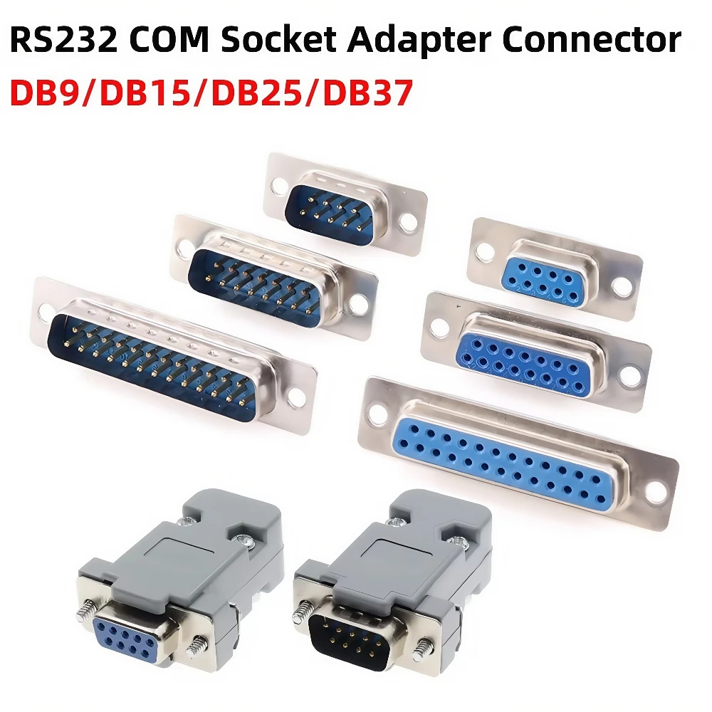 

10PCS RS232 Serial Port Connector DB9 DB15 DB25 DB37 Female Male Connector Socket Plug Plastic Case DIY D-SUB RS232 COM Adapter
