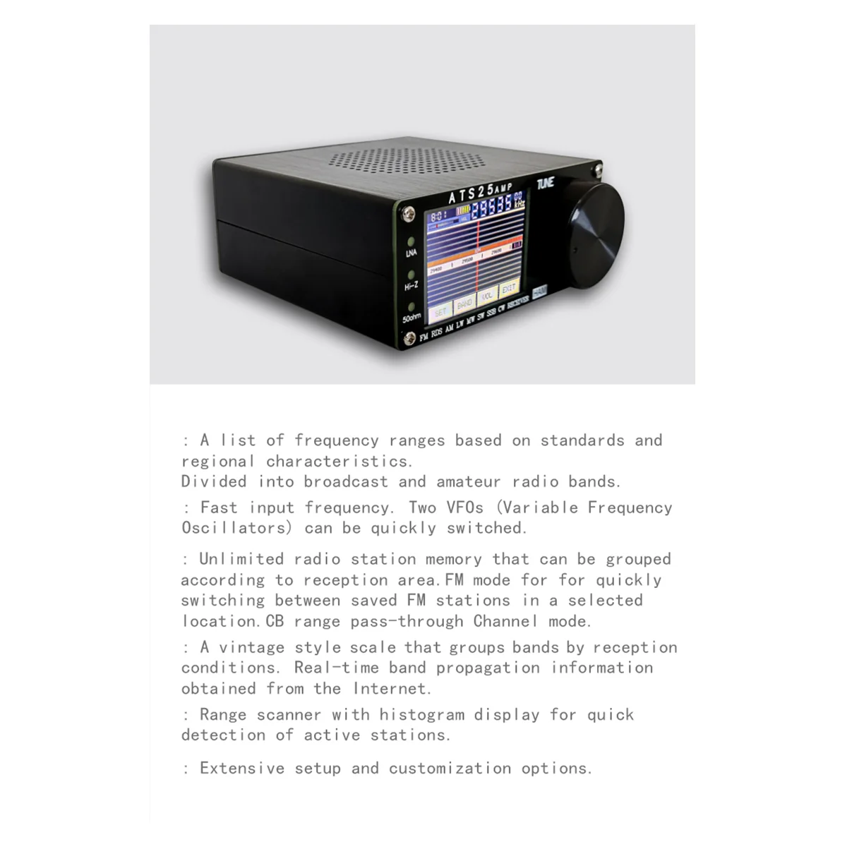 Imagem -05 - All Band Radio Receiver com Spectrum Scanning Firmware fm am lw mw sw Ssb Dsp Ats25 Amp Rds