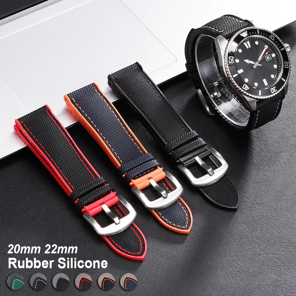 

20mm 22mm Premium Nylon Silicone Watch Strap for Seiko Bracelet Soft Rubber Watch Band Men Women Sport Waterproof Belt for Omega