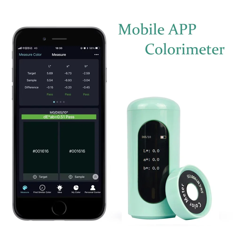 Portable Color Analyzer,Mobile APP Colorimeter,RGB,HBS,etc 38 Indexes,Precise 0.01 for Color Matching,Measuring Color Difference