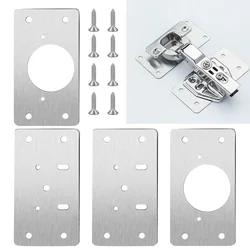 Stainless Steel Hinge Fixing Plate Kit Door Hinge Mounting Plate With Holes Hinge Repair For Home Kitchen Cupboard Furniture