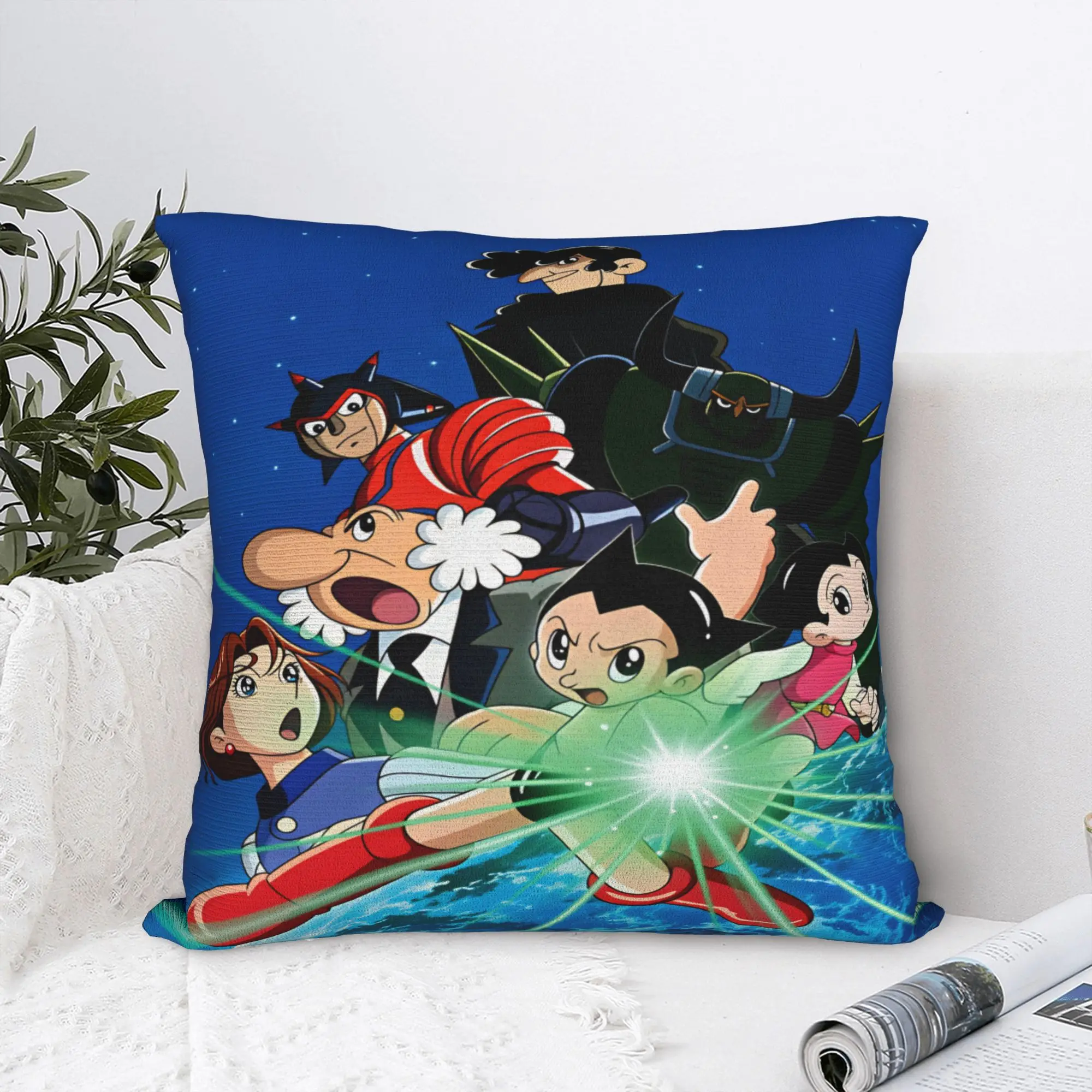 Astro Cartoon Boy Pillow Cover  Soft Cushion Cover Retro Trendy Pillow Case For Sofa Couch Bed Living Room
