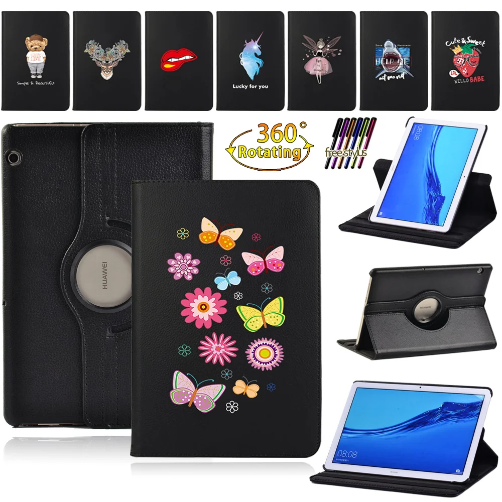 

Flip Tablet Cover Cases for Huawei MediaPad T3 10 9.6"/T5 10 10.1" 360 Degrees Rotating PU Leather Stand Holder Protective Shell