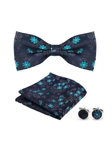 3pcs Bow Tie For Men Bowtie Handkerchief Cufflink Set For Shirts Fit Business Wedding Butterfly Paisley Pocket Square Bowtie Man