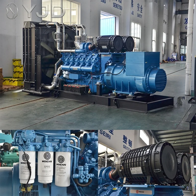 Global Warranty We-ichai 1100kw 1375kva Diesel Generator Open Type 60Hz Power Supplier 1 Year Remote Start Rated Voltage 230V