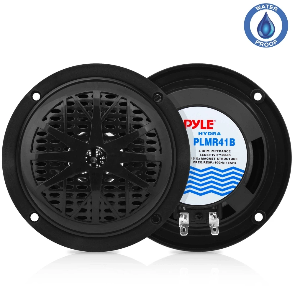 

Pyle 4 Inch Dual Marine Speakers - Waterproof and Weather Resistant Outdoor Audio Stereo Sound System with Polypropylene Cone