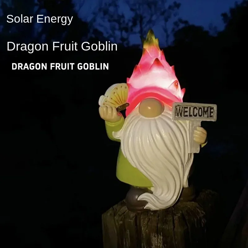 

Dragon Fruit Elf Dwarf Welcome Brand Resin Decoration Solar Light Outdoor Garden Garden Light Landscape Decoration Feng Shui