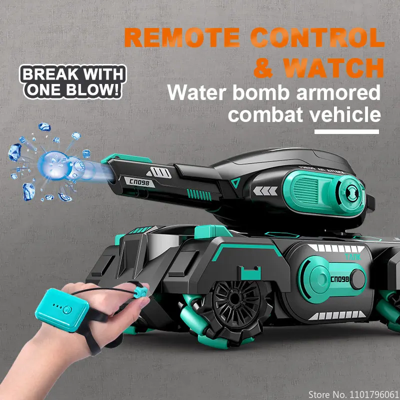 2.4G RC Armored Cars Children Toys Remote Control Car Toys Gesture Controlled Water Bomb Tank Electric Car for Boys Kid Toy Gift