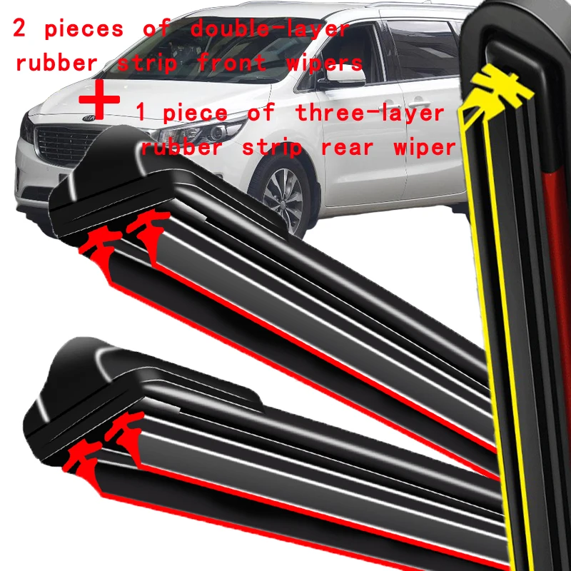

2x for Kia Grand Carnival Sedona YP 2015~2021 Front Rear Wiper Blades Brushes Cutter Car Accessory Windscreen Windows U J Hook