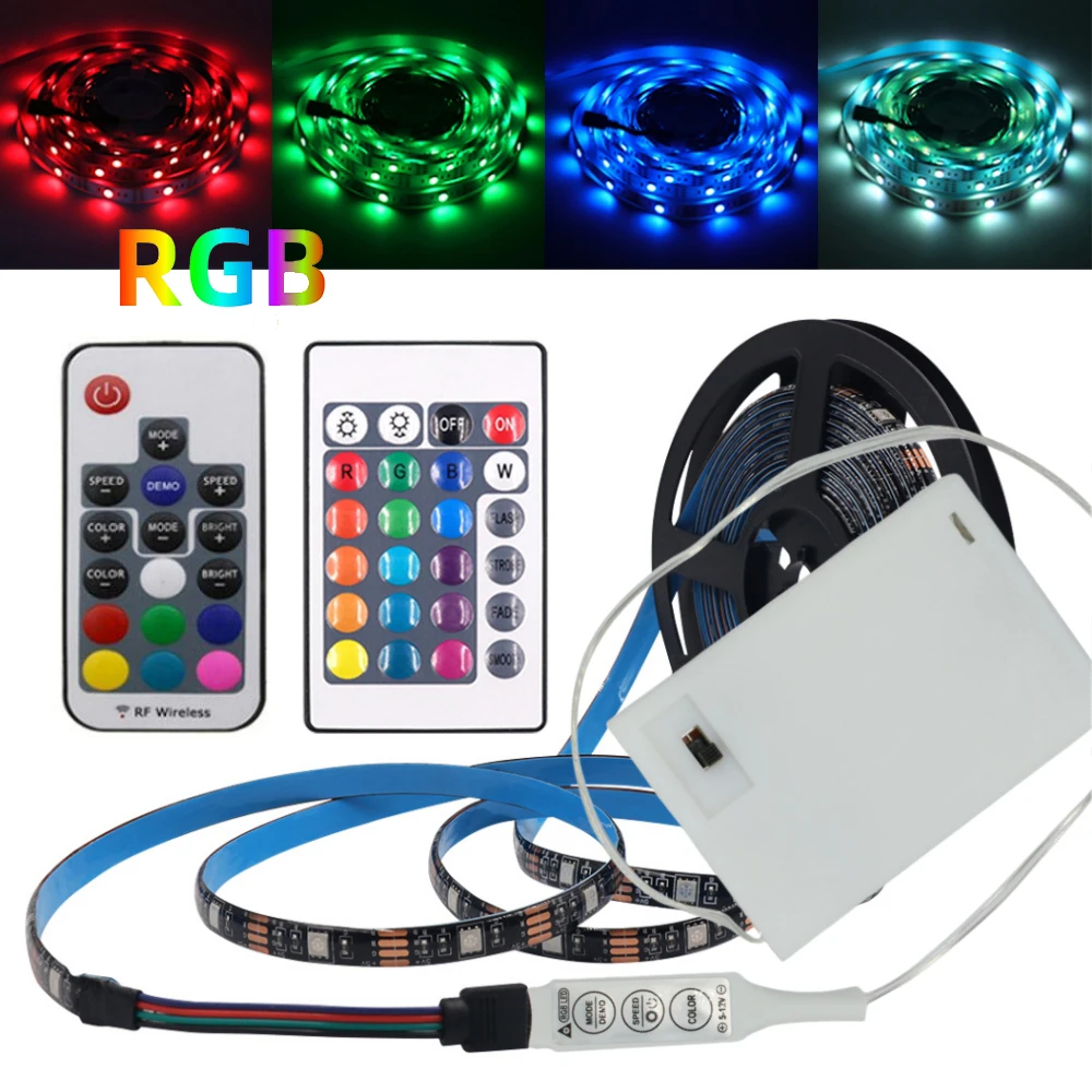 

DC 5V AAA Battery Powered RGB LED Strip SMD 5050 50CM 1M 2M 3M 5M Flexible Ribbon Night light For TV Background Lighting