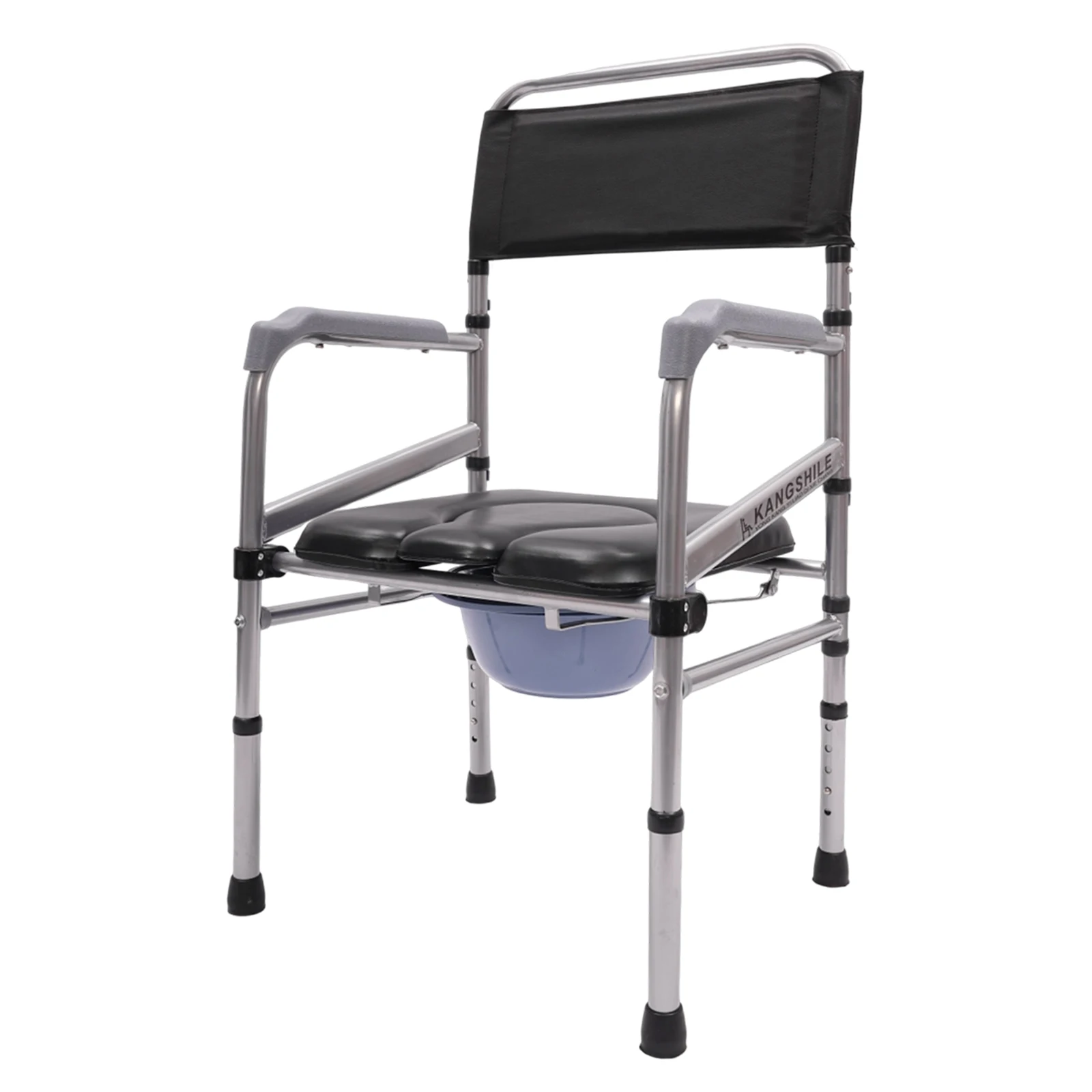 Shower Commode Wheelchair Foldable and Non-Slip Toilet  Disabled Pregnant Women Padded Seat with Arms and Backrest