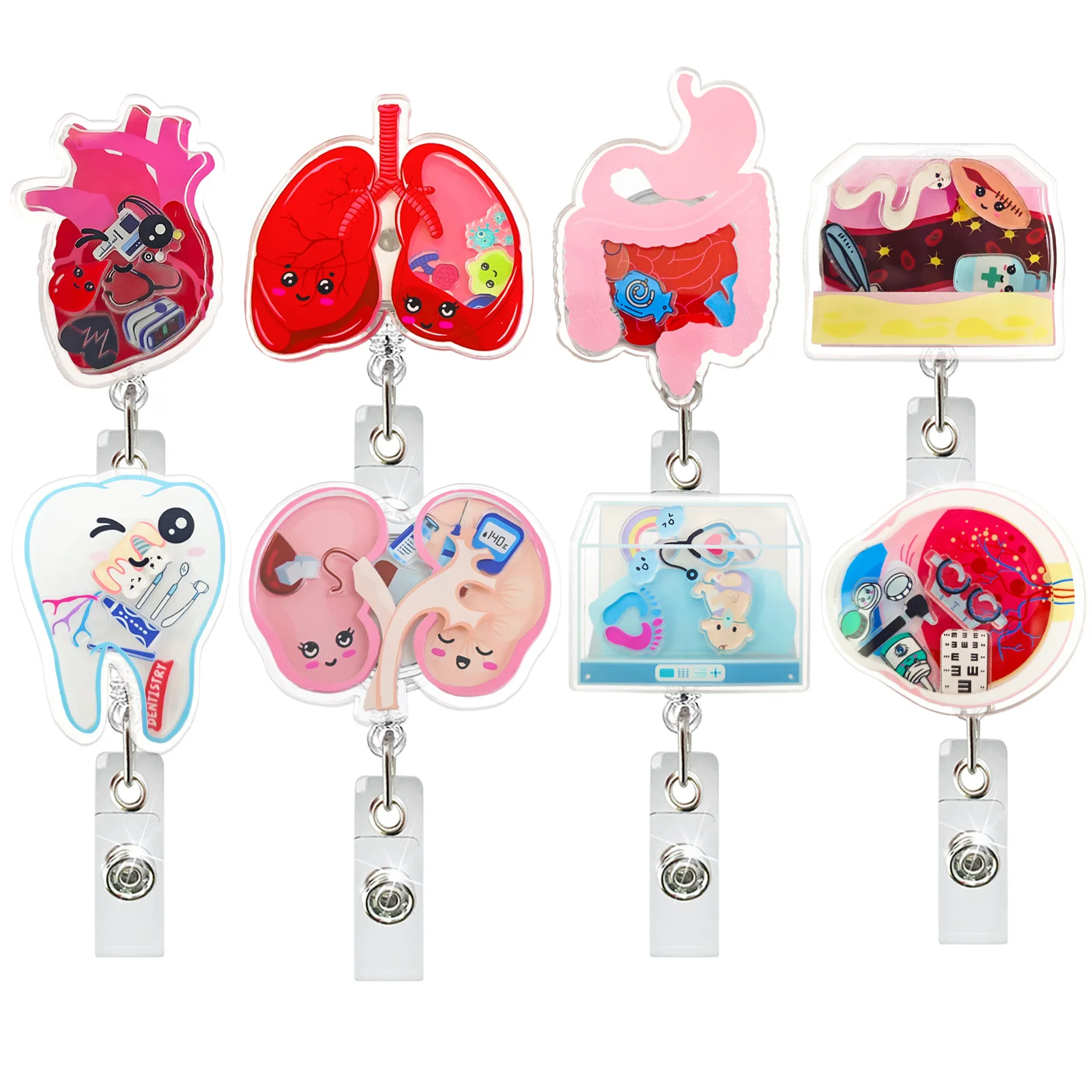 Shake-Shake Flowing Sand Acrylic Badge Holder ID Card Holder Badge Reel Gift for Nurses  Doctor Gifts