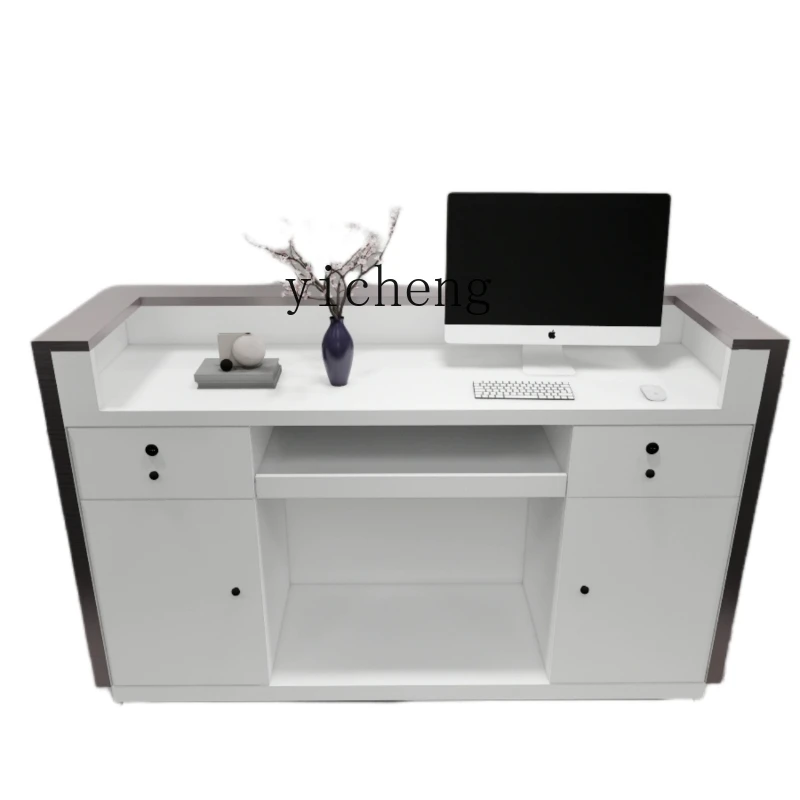 

Tqh Stainless Steel Cashier Modern Minimalist Beauty Salon Front Desk Clothing Store Bar Counter