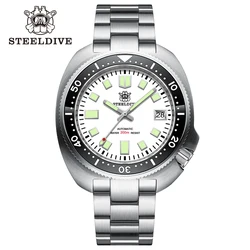 STEELDIVE New Arrival SD1974 White Dial Ceramic Bezel Super Luminous 200m Waterproof NH35 Automatic Dive Watch with Milled Clasp