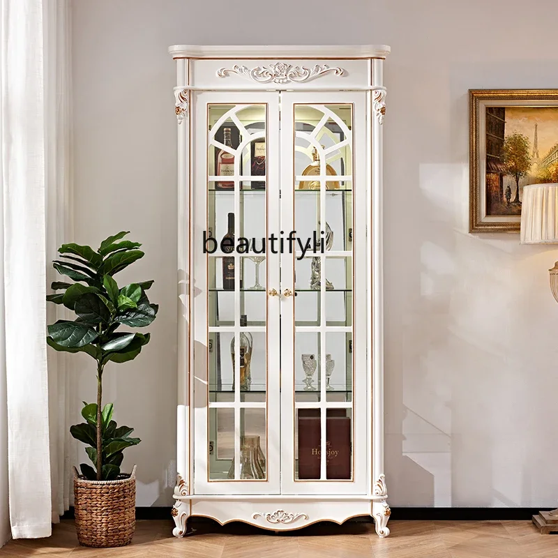 

xz1European glass wine cabinet living room decoration display French side wine cabinet new wall