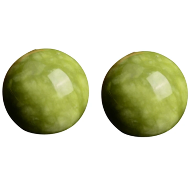 

B72A 2PCS Marble Jade Baoding Chinese Health Stress Exercise Balls for Relaxation Relief Therapy Hand Care Tool