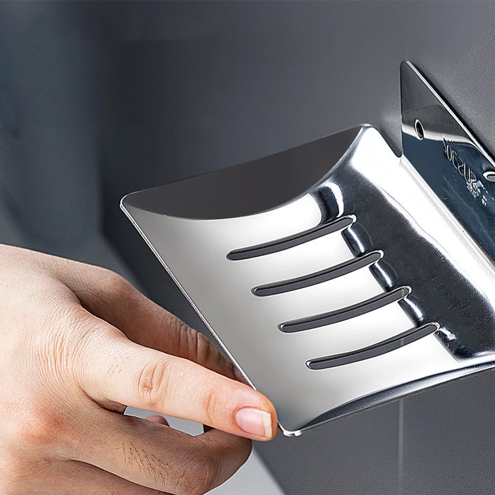 

Stainless Steel Soap Holder Safe Draining Box Design Ideal Tiles Walls Glass Smooth Surface Bathroom Kitchen Storage