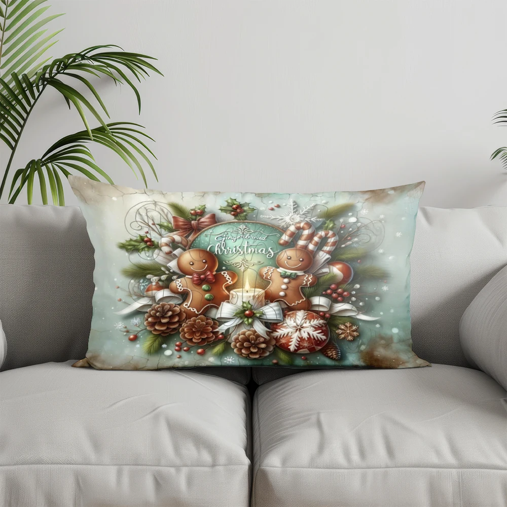 ديكور المنزل وسادة عيد الميلاد سانتا وكاردينال مناسبة لغرفة النوم وغطاء وسادة السيارة وسادة خلفية مستطيلة #4