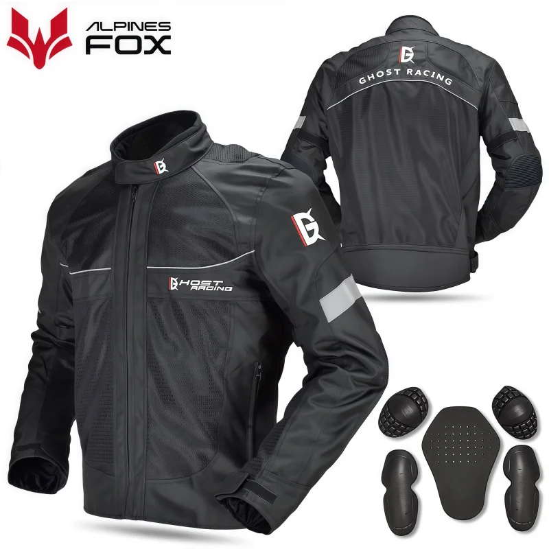 Men's All-Season Motorcycle Armor Jacket - Reflective Impact Protection Riding Gear